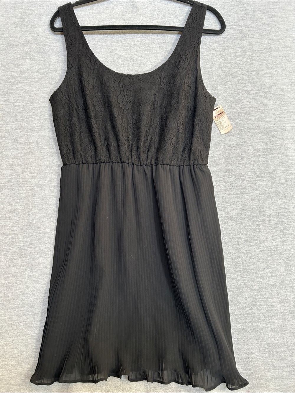 L C LAUREN CONRAD Whimsy Goth Dark Fairy Empire Waist Little Black Dress w Lace